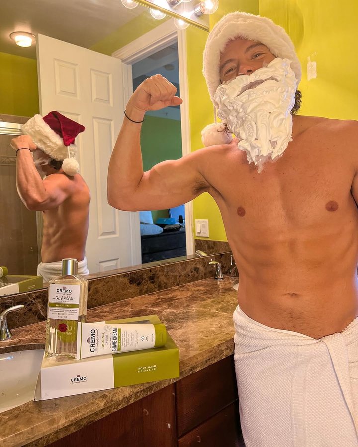 Instagram post by @jqskim for Cremo Company. Caption reads: [...] Whether you've been naughty or nice....