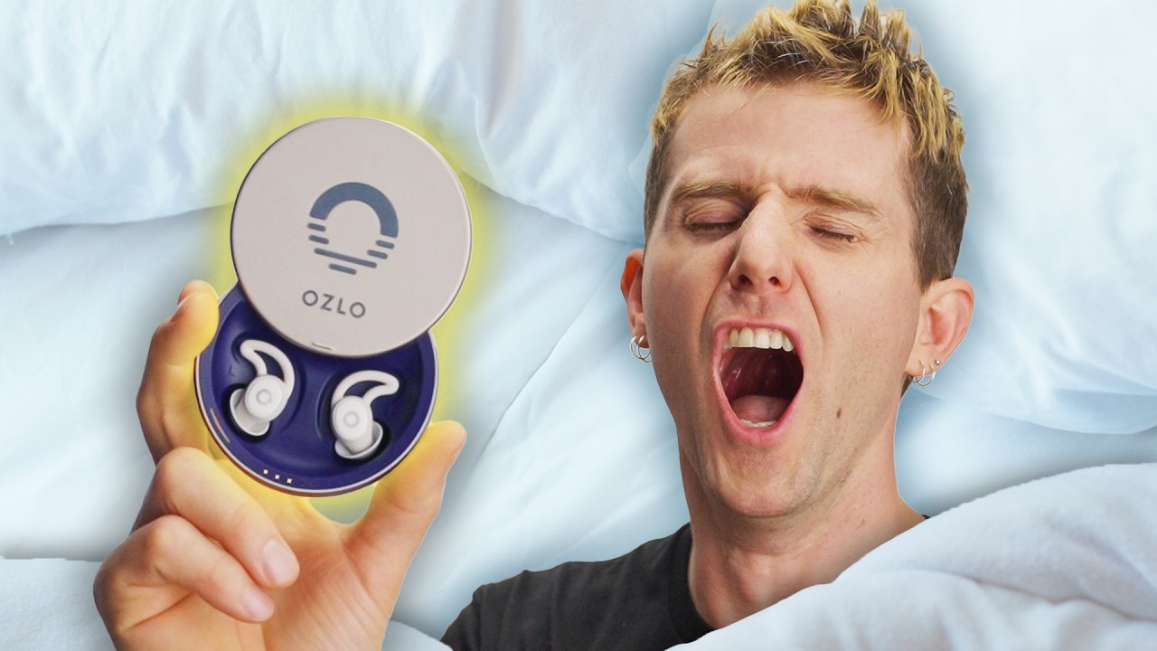YouTube post by @LinusTechTips for Ozlo Sleep. Caption reads: My Employees say I Need more Sleep….Lets try these.