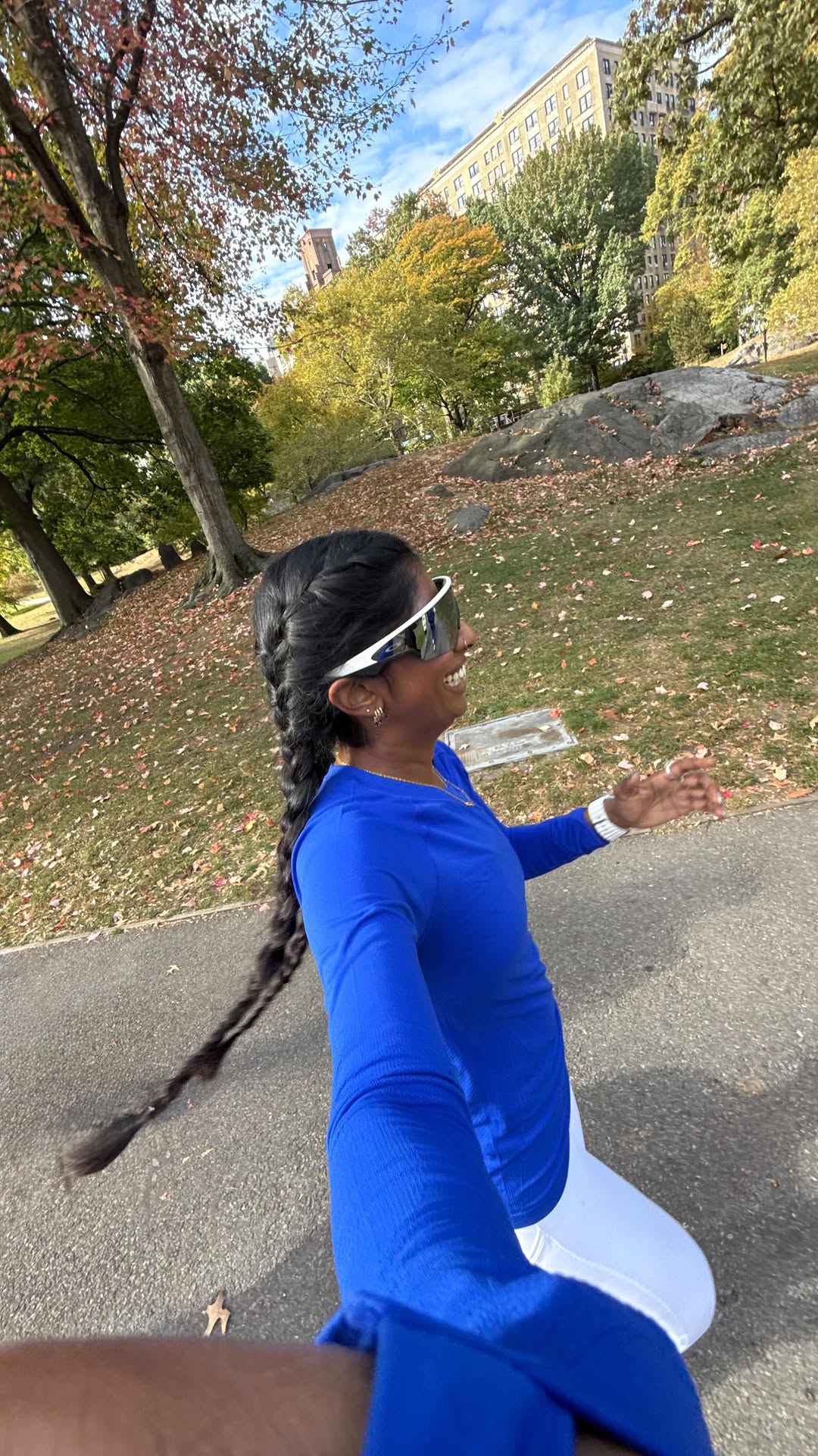 Instagram post by @chief_preeth for Athleta. Caption reads: Obsessed with @athleta cold weather training gear!....