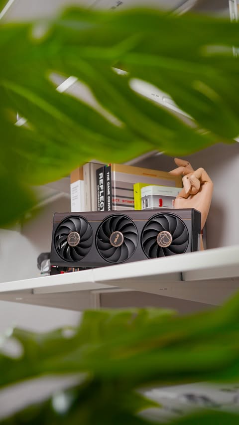 Instagram post by an influencer for ASUS. Caption reads: I tested the ASUS ProArt GeForce RTX 5080 GPU on....