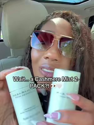 TikTok post by @ladyrosepromos for Donna Karan New York. Caption reads: Wait… a Cashmere Mist 2-PACK?! 👀🤍 The Cashmere....