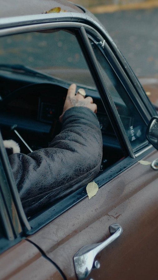 Instagram post by @batt.maillie for ALLSAINTS. Caption reads: Taking the new Xylon Shearling for a spin..