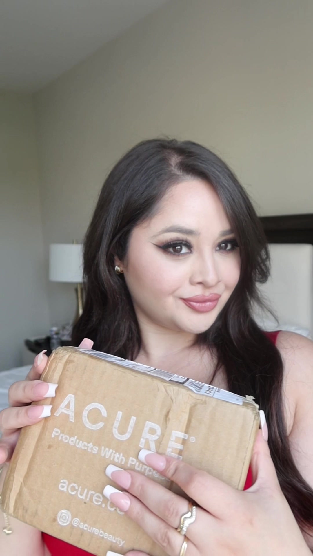 TikTok post by @aliefxoxo for Acure. Caption reads: I’m obsessed with these @Acure products ✨🤍....