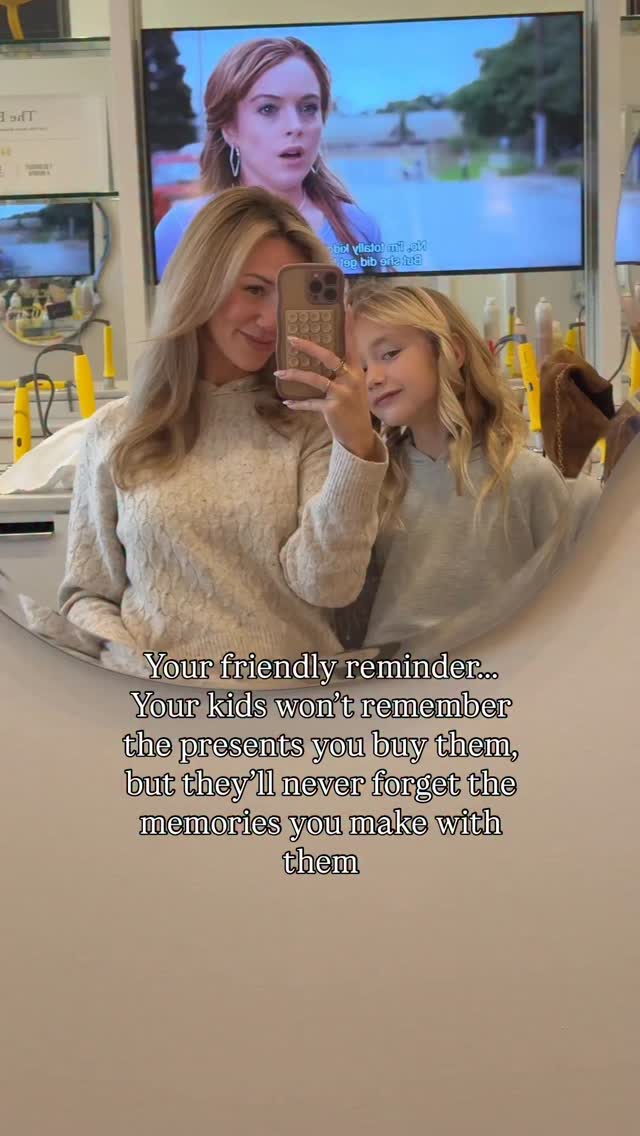 Instagram post by @janet_glaser for Drybar. Caption reads: Gifts < Memories 👯‍♀️✨wait for the end 🥹 we had....