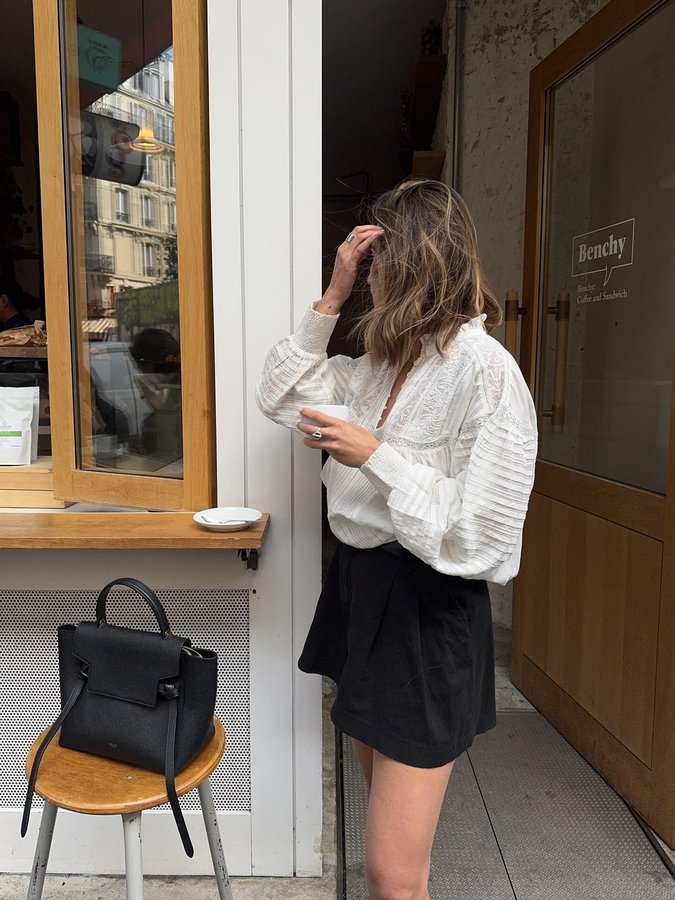 Instagram post by @camilleclnt for VANESSA BRUNO. Caption reads: parisian vibe and coffee please ☕️

collaboration....