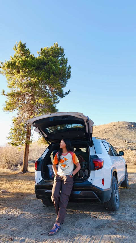 Instagram post by @rachelpuu for GMC. Caption reads: [...] is here & I couldn’t be more stoked🏕🌙 @gmc....