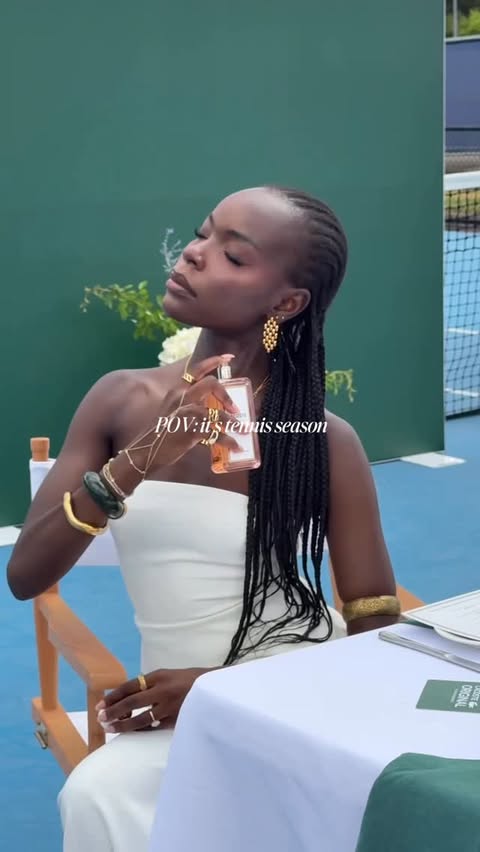 Instagram post by @kristineachayo for Lacoste. Caption reads: Genuinely my favourite part of the year is Tennis....