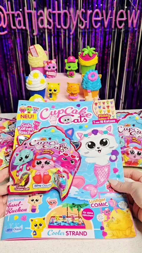 Instagram post by an influencer for Blue Ocean Entertainment AG. Caption reads: [Werbung]😻asmr Unboxing more Cupcake Cats Holiday....