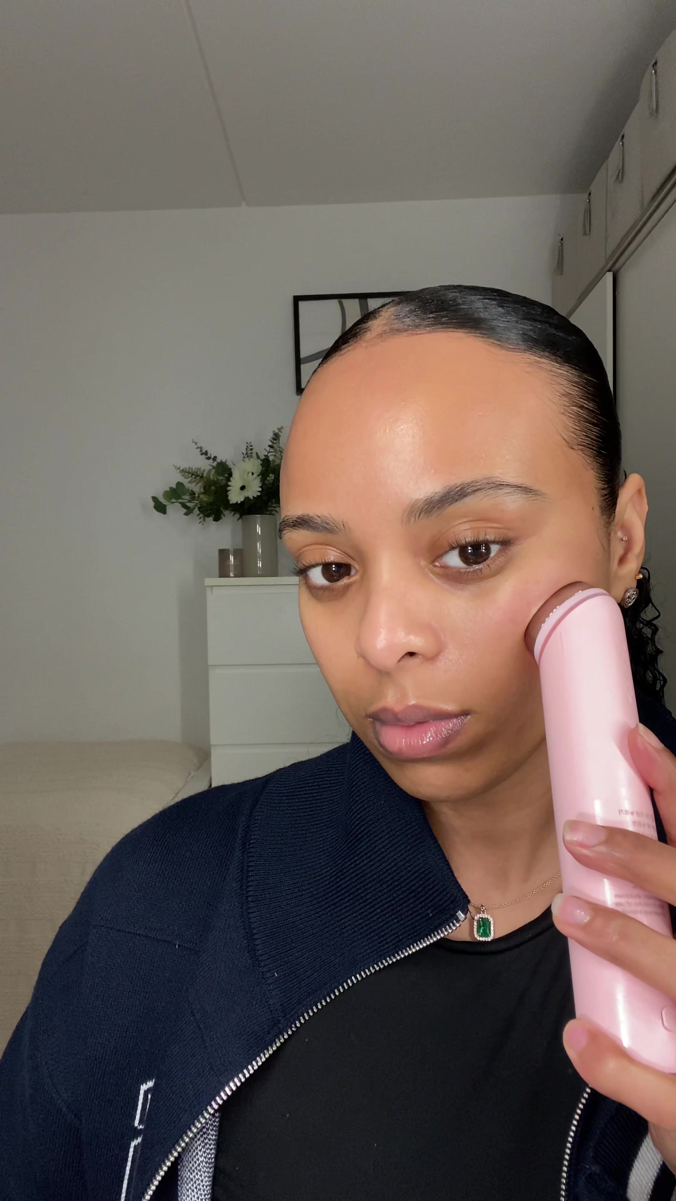 TikTok post by @aiann.m for OLEHENRIKSEN. Caption reads: [...] @d'Alba Piedmont US mist  6. @IUNIK serum ....