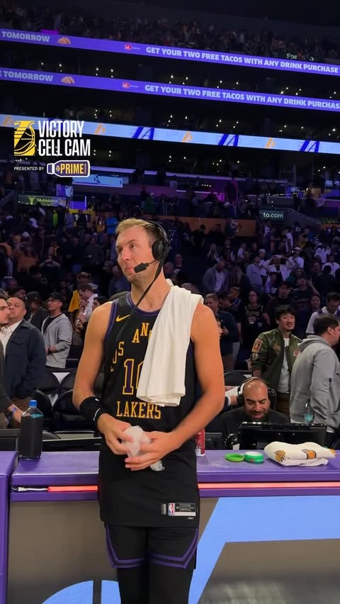 Instagram post by @lakers for DrinkPrime. Caption reads: Home W ✔️ @drinkprime x #LakeShow.