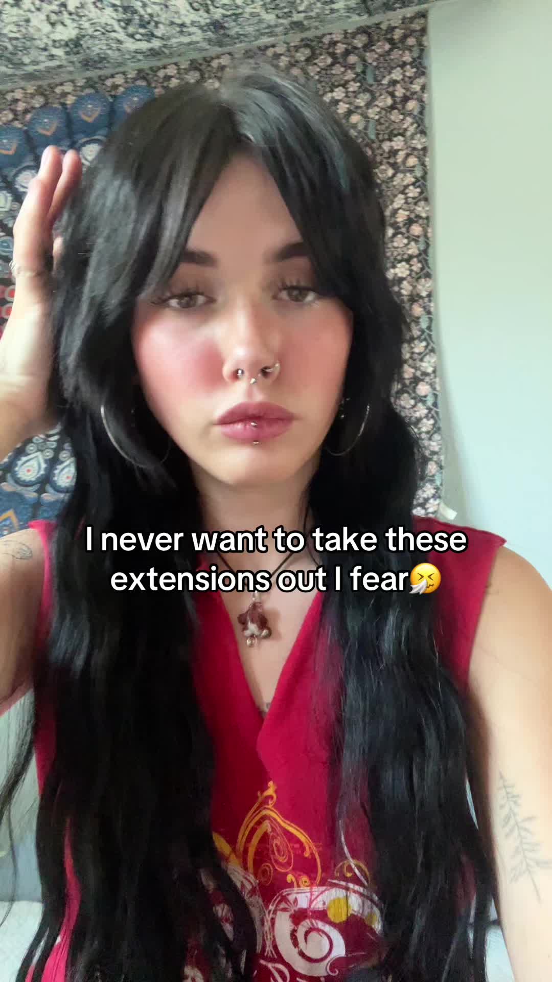 TikTok post by @hellaellaaaaa for Sunny Hair. Caption reads: [...] because I don’t want to take them out....