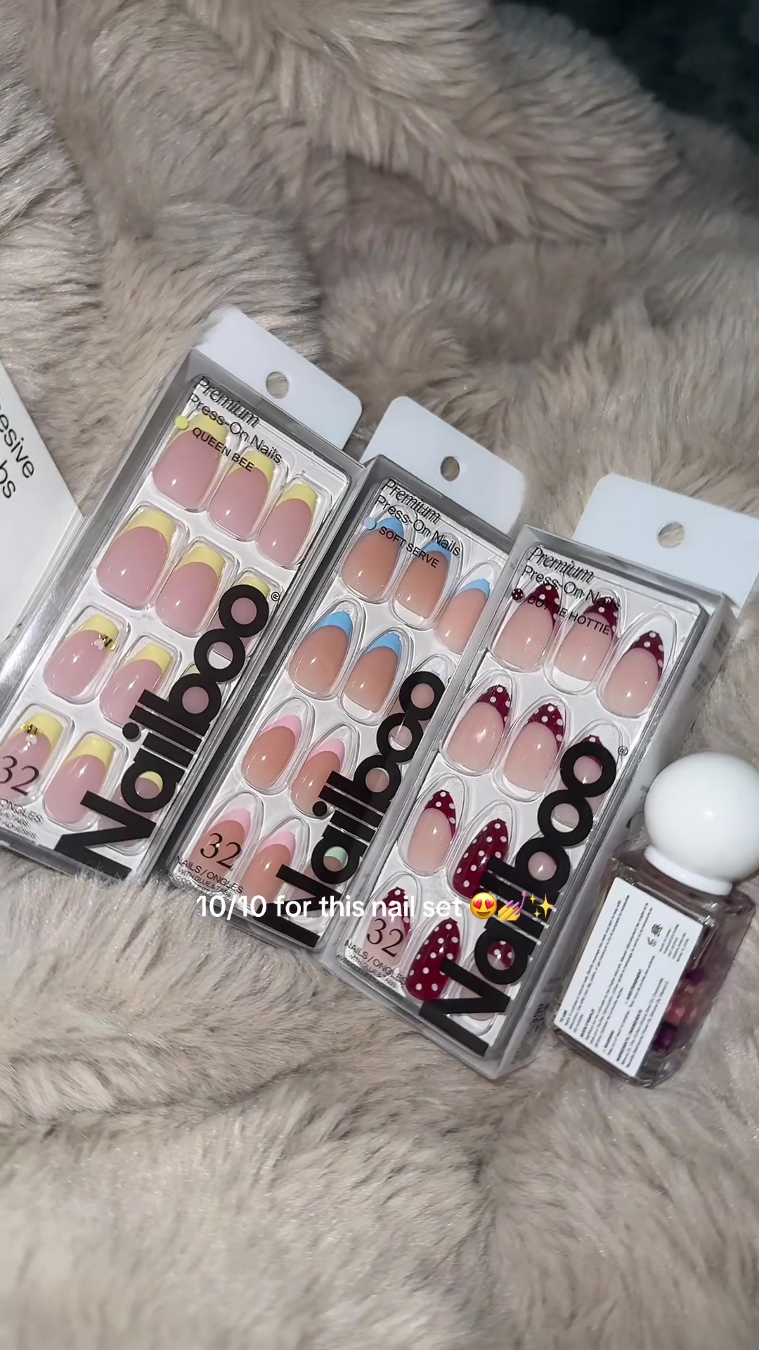 TikTok post by @cheesychatter for Nailboo. Caption reads: [...] 10/10 for the cute factor! 🎀💅 @Nailboo....