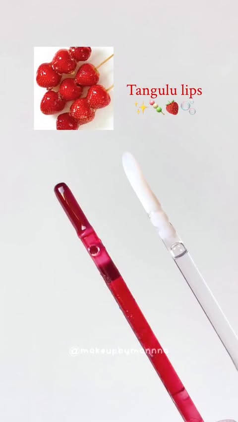 Instagram post by @makeupbymannna for Maxclinic. Caption reads: Strawberry tangulu lips ✨🍓 @maxclinic_global Use....