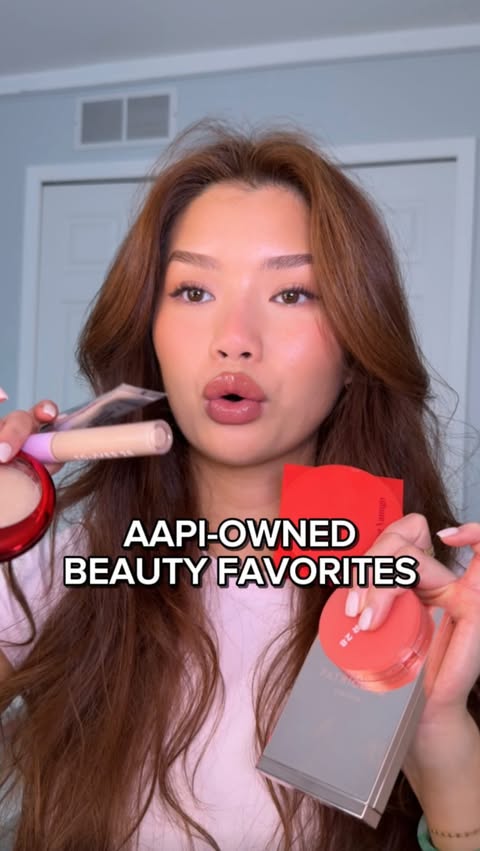 Instagram post by @alxandra for Kulfi Beauty. Caption reads: FULL FACE OF AAPI-OWNED MAKEUP PRODUCTS! ⭐️ #AD....