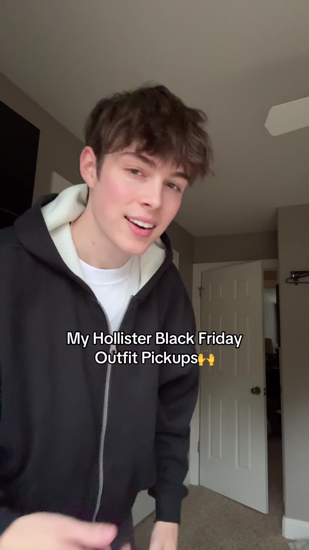 TikTok post by an influencer for Hollister. Caption reads: [...] is still going til Monday 🙈 @hollister....