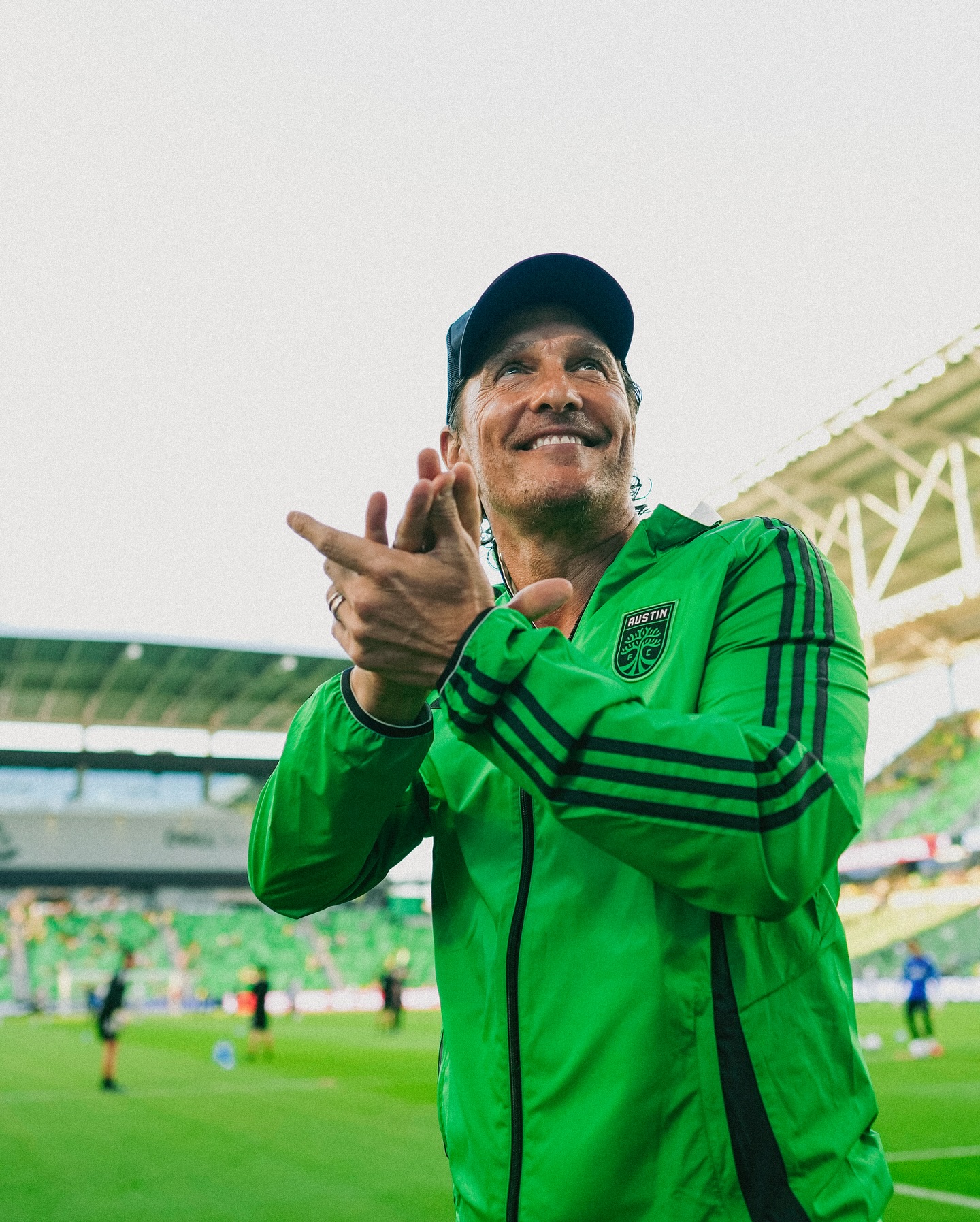 Instagram post by @officiallymcconaughey for Major League Soccer. Caption reads: MOC on site. 🤠.