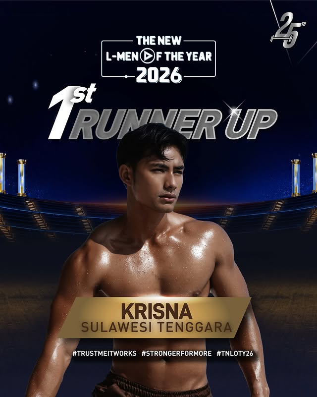 Instagram post by @krisnaahadiii for L-Men. Caption reads: [...] Sulawesi Tenggara, 1st Runner Up The New....