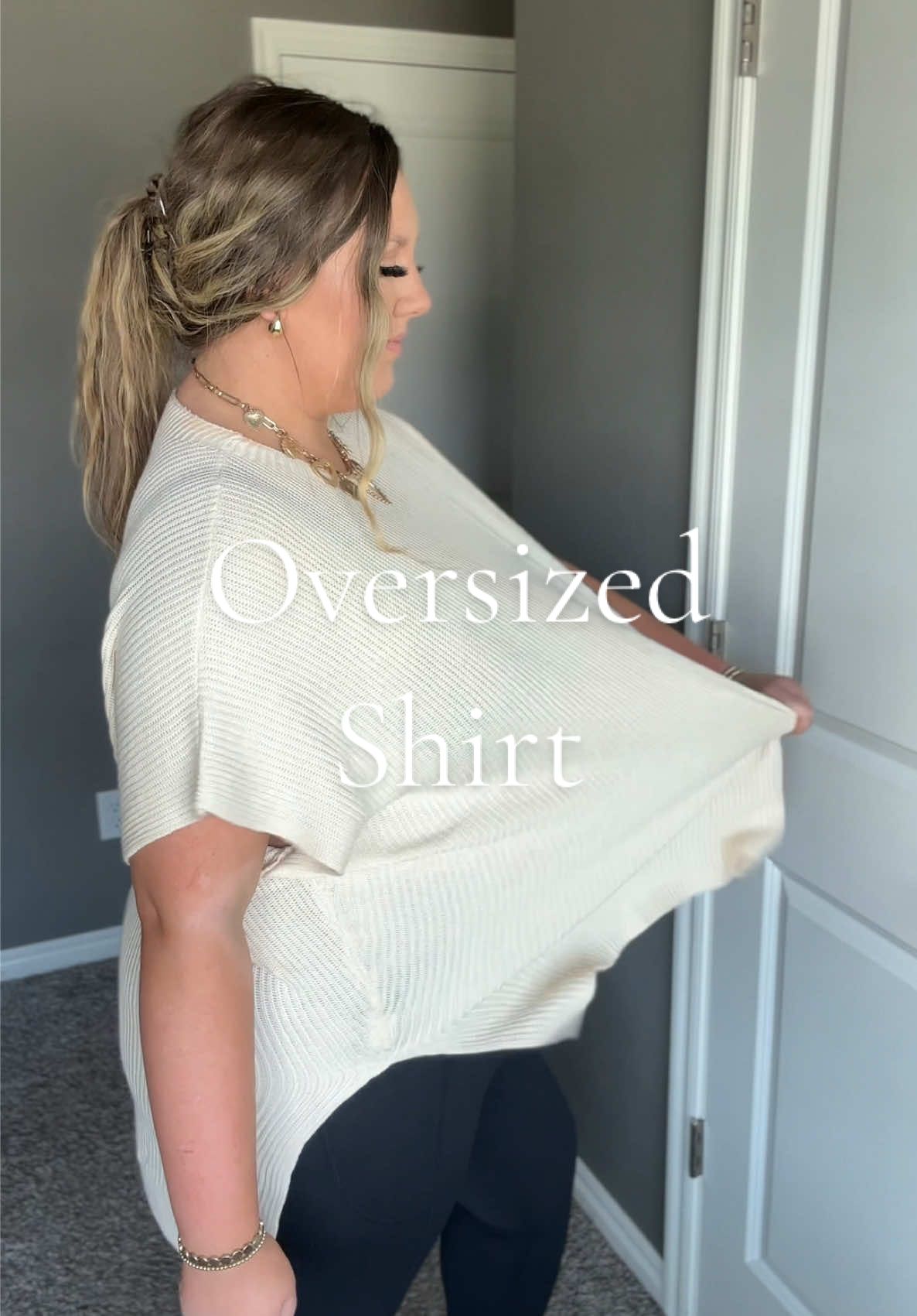TikTok post by @joceymaryann for Shewin. Caption reads: The perfect shirt that actually covers up my apron....