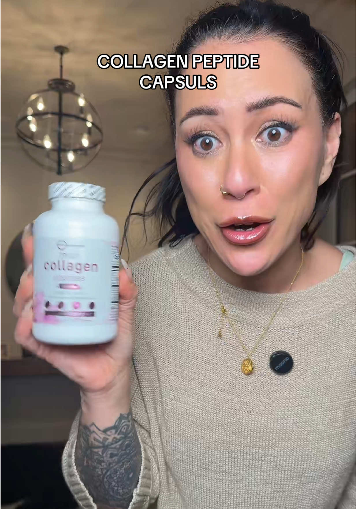 TikTok post by @anitamironbeauty for Micro Ingredients. Caption reads: I cannot exist without collagen peptides. Because....