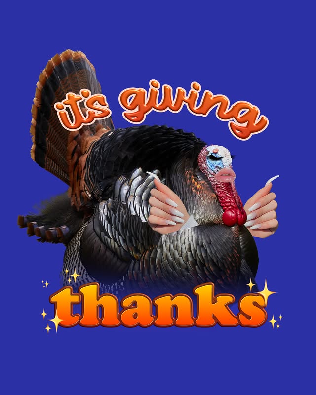 Instagram post by @snazzyseagull for TeePublic. Caption reads: "It's Giving Thanks" sold by @snazzyseagull on....