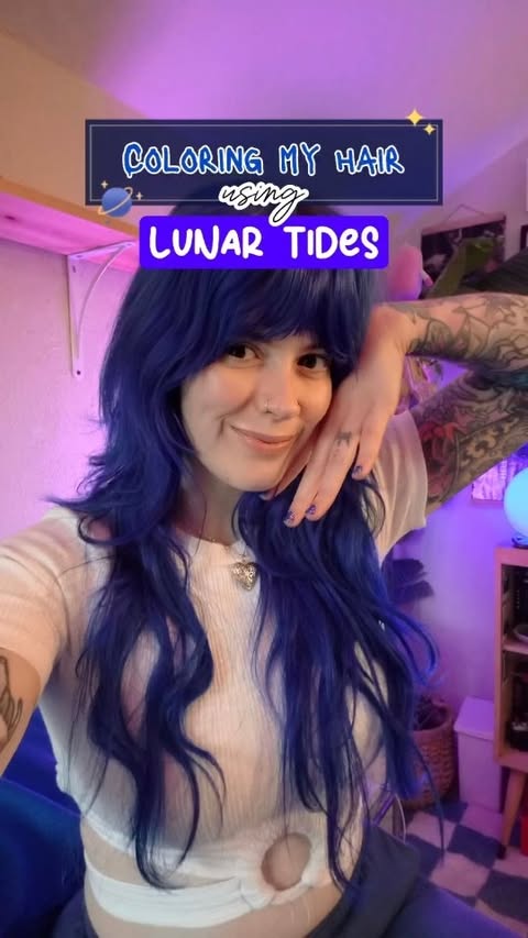 Instagram post by @ajthecinephile for Lunar Tides Hair. Caption reads: #gifted @lunartideshair color transformation using....