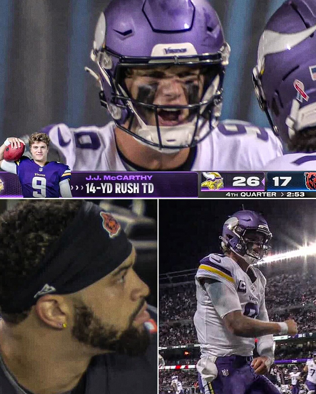 Instagram post by @adamschefter for Sports Center Nepal. Caption reads: 21 UNANSWERED POINTS BY THE VIKINGS 🤯

J.J.....