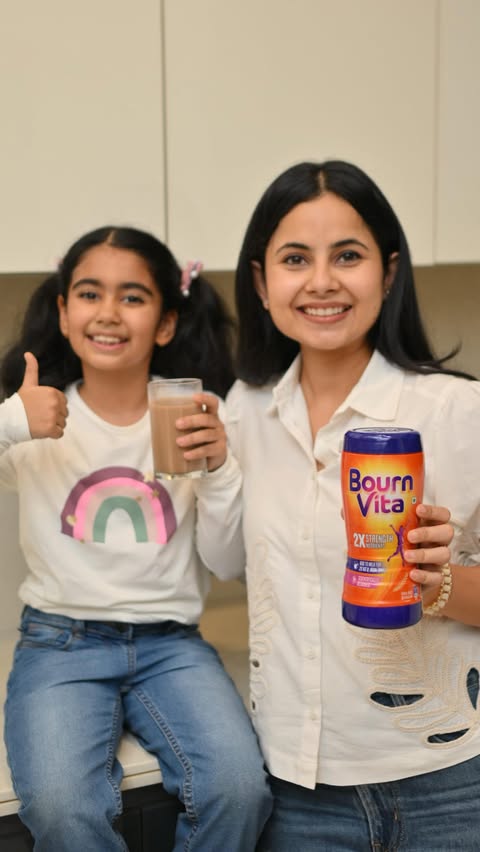 Instagram post by @wondermomthreads for Cadbury Bournvita. Caption reads: [...] never skip. I just add 2 spoons of....