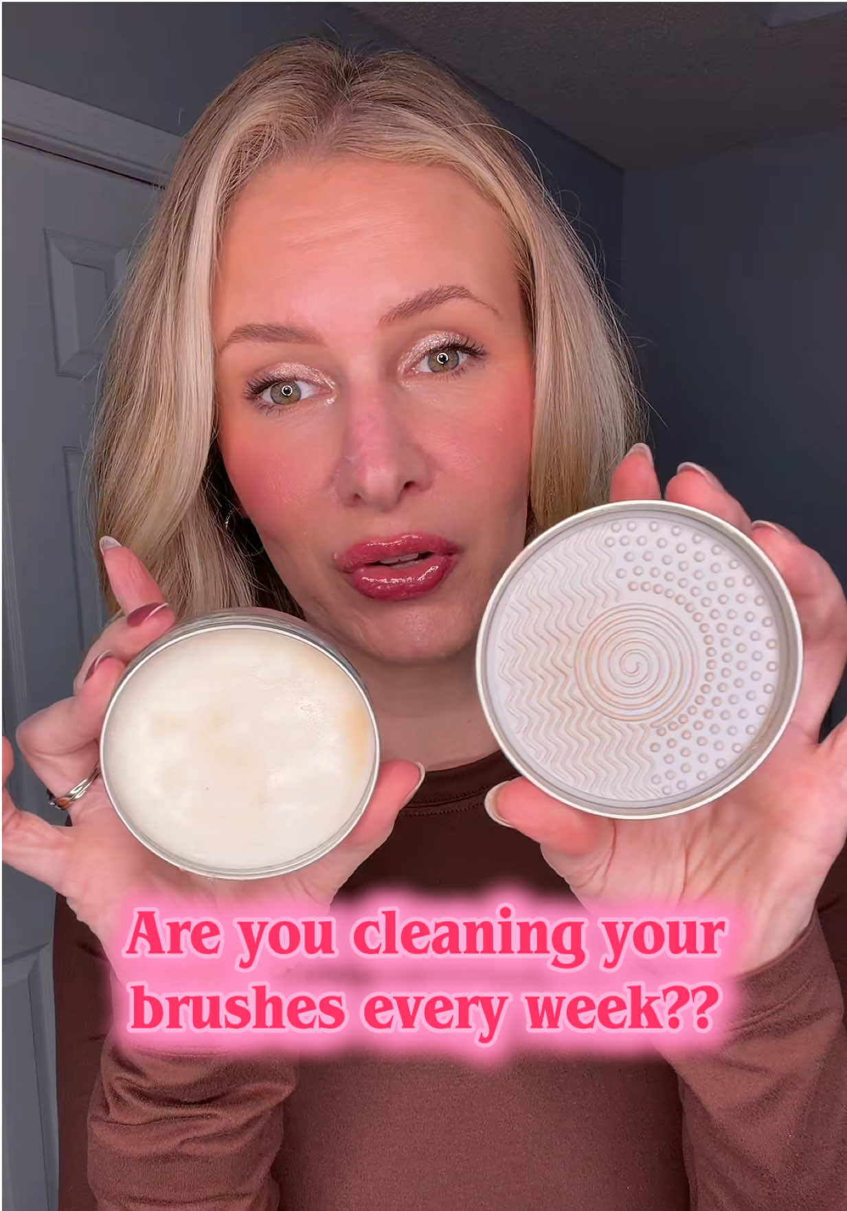TikTok post by @schweaver5 for BK Beauty. Caption reads: [...] ultra clean with the new @BK Beauty Brushes....