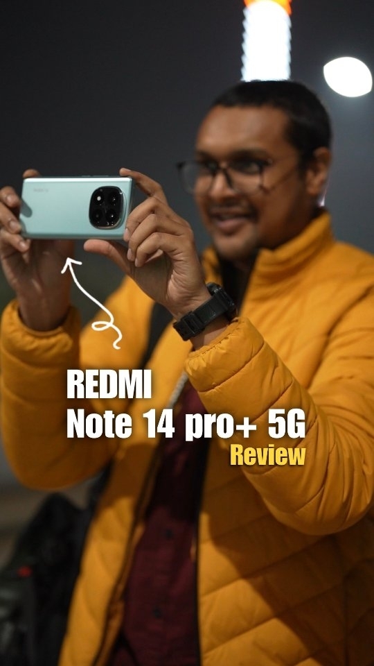 Instagram post by @sauravanuraj for Xiaomi India. Caption reads: Redmi Note 14 Pro+ 5G- Handles life as tough as....