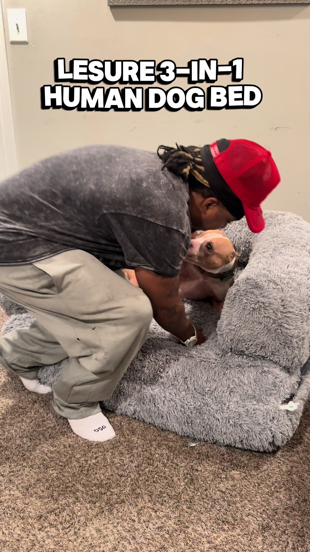 TikTok post by @nellandbando for Lesure Pet. Caption reads: We actually love this bed!! @Lesure Pet....