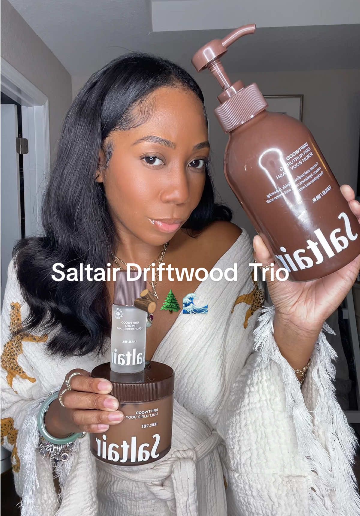 TikTok post by @turah21 for Saltair. Caption reads: Driftwood by @Saltair Body back in stock | Perfect....