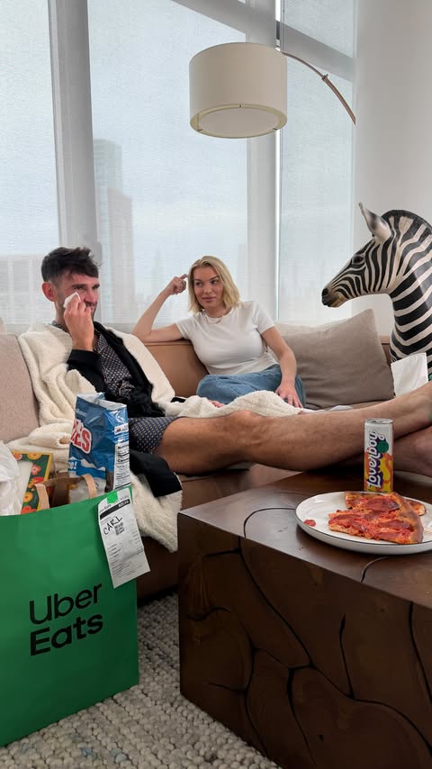 Instagram post by @carlradke for Uber Eats. Caption reads: Can confirm, Carl is A MESS #uberpartner.