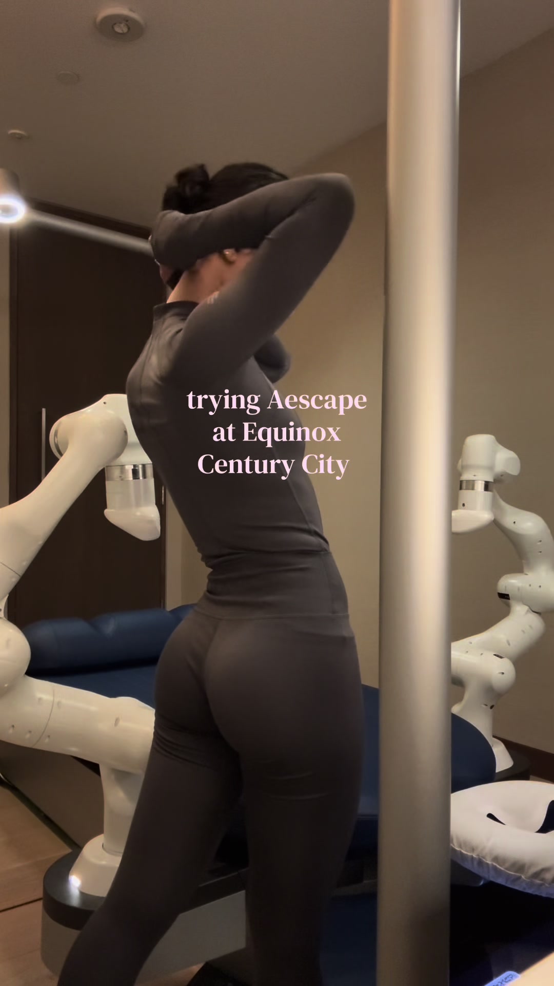 TikTok post by @unclejessiie for Equinox. Caption reads: @Aescape at @Equinox  loved being able to fully....