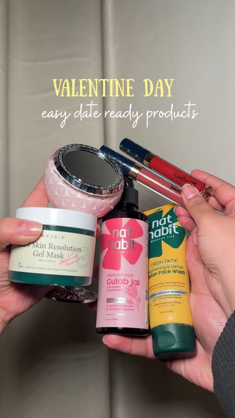 Instagram post by @valine.punamia for Naseem Perfume. Caption reads: [...] 🩷 

@nathabit.in 
@pilgrim_makeup....