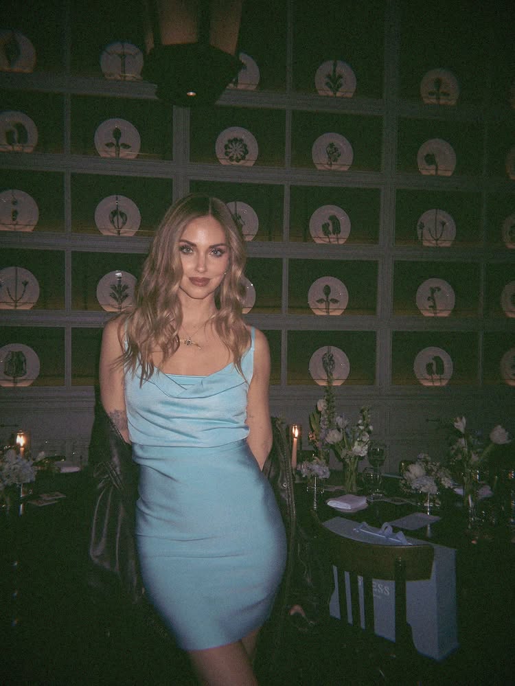 Instagram post by @chiaraferragni for GUESS. Caption reads: Adv @guess Recap from last night: my Guess SS26....