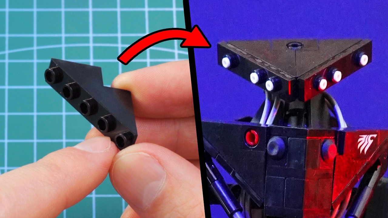 YouTube post by @MitchBuilds for Flickr. Caption reads: I built a Custom Droid with rare LEGO!.