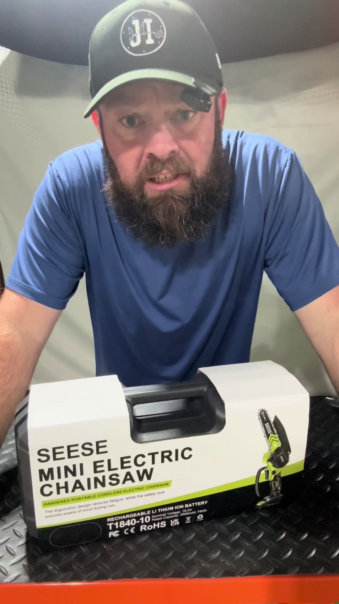 TikTok post by @37yroldgrandparents for Seesii. Caption reads: Mini chainsaw @Seesii Power Tools @SEESII Tools....