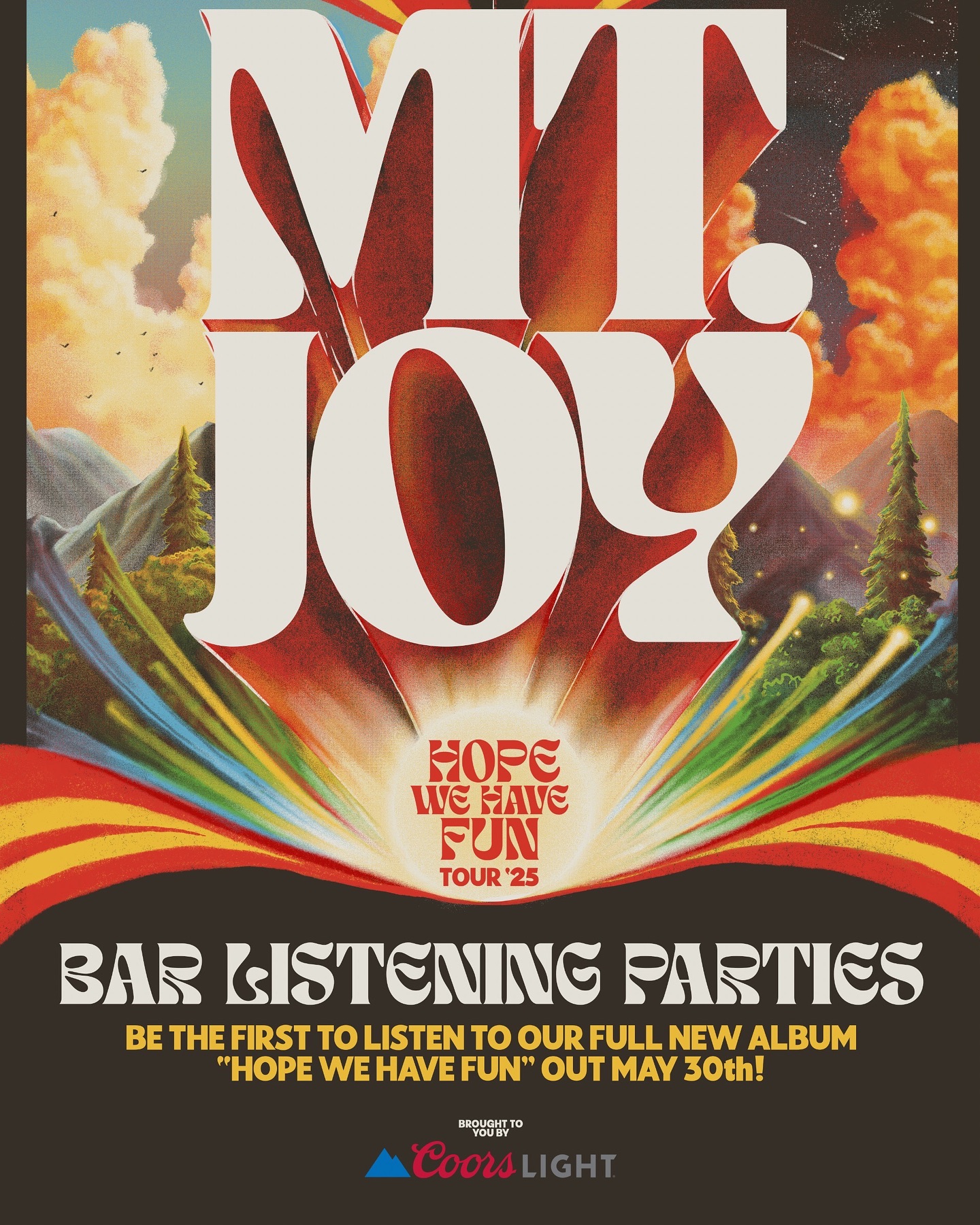 Instagram post by @mtjoyband for Coors Light. Caption reads: Come hear our new album “Hope We Have Fun” before....