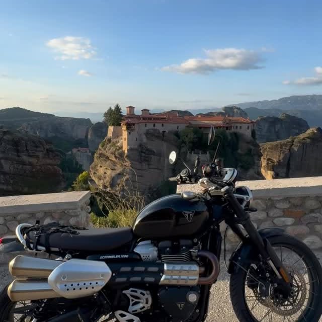 Instagram post by @harveyridesbikes for Triumph UK. Caption reads: AD Look out for dogs, crazy drivers and pointless....