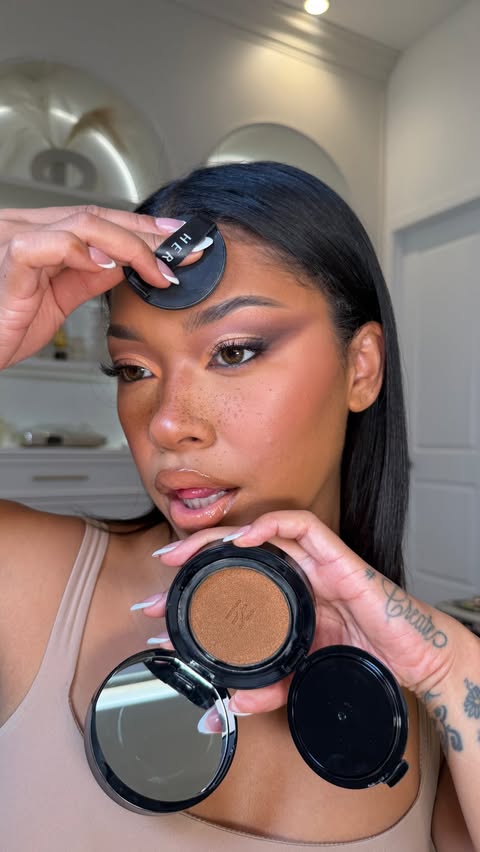 Instagram post by @leilanigreen for HERA. Caption reads: [...] of the 31 shades, I’m wearing 37W1. AD....