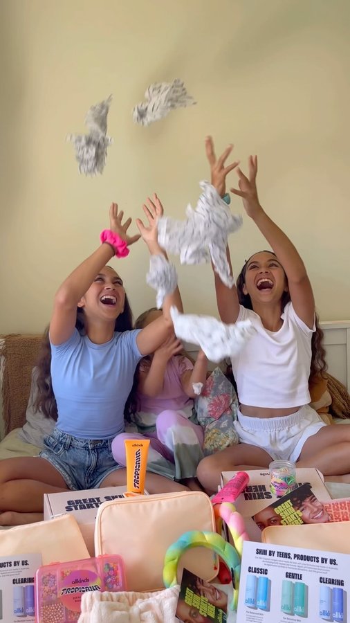 Instagram post by @brookeiseppi for Allkinds. Caption reads: [...] Mia got spoilt with new skin care from....