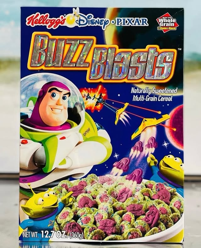 Instagram post by @the_cerealqueen for Kellogg's. Caption reads: Buzz Blasts! Another “blast to the past” to a....