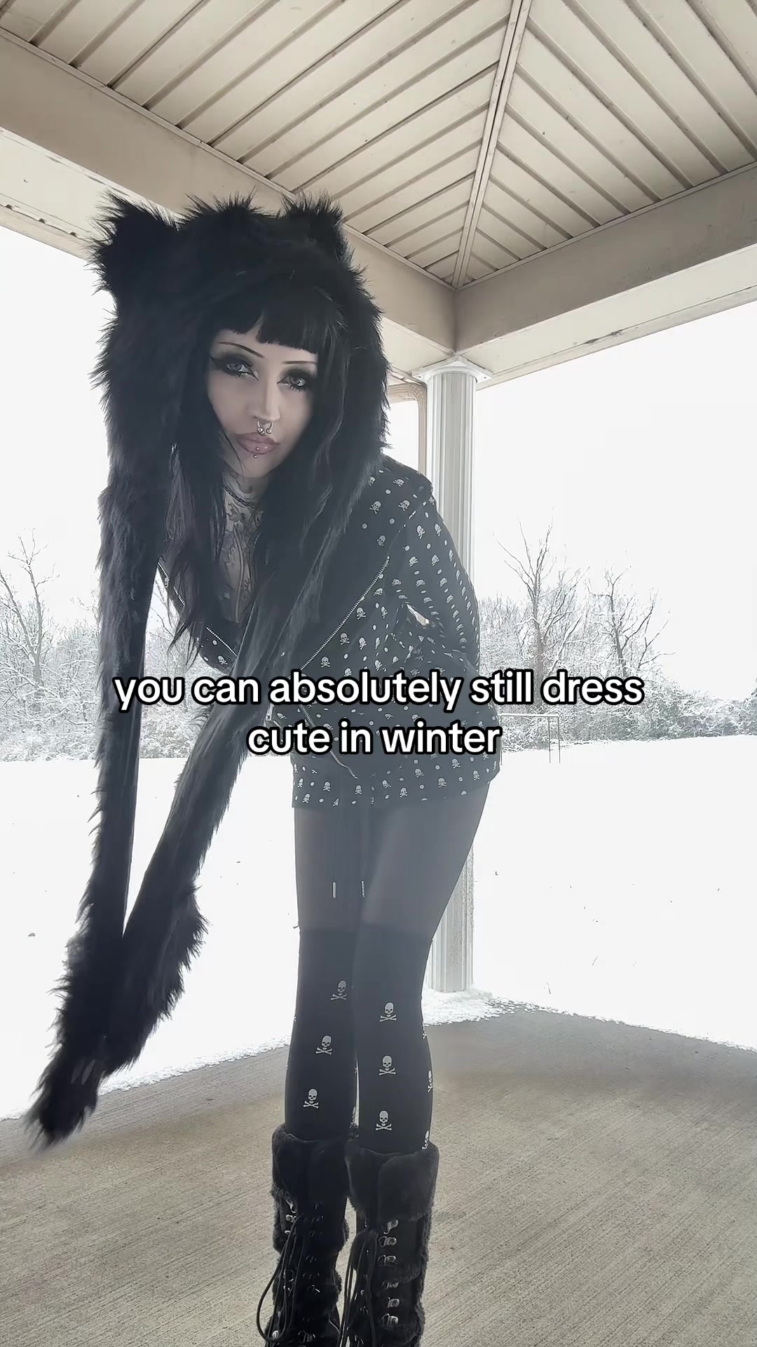 TikTok post by @horrorhailey for Demonia Cult. Caption reads: [...] from @HeavenSent & Co boots from @Demonia....