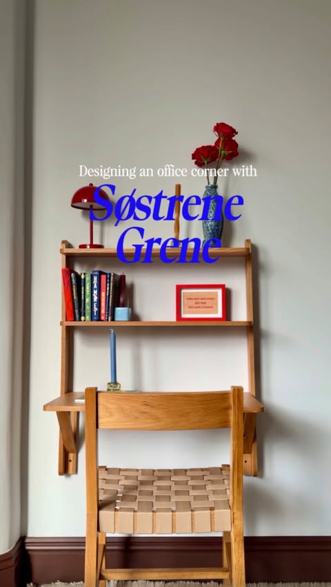 Instagram post by @judikatee for Søstrene Grene. Caption reads: [...] clever space-saving wall desk from Søstrene....