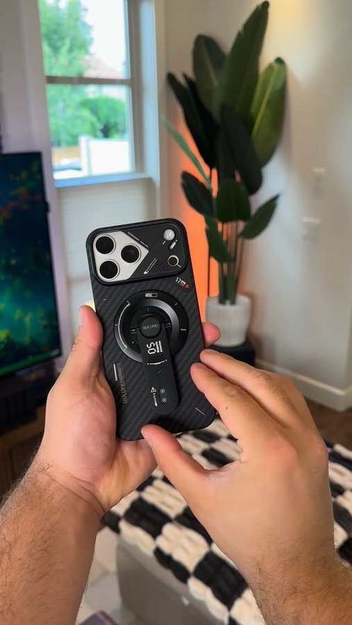 Instagram post by @dadrianca for AULUMU. Caption reads: Premium accessories for iPhone 17 Pro!....