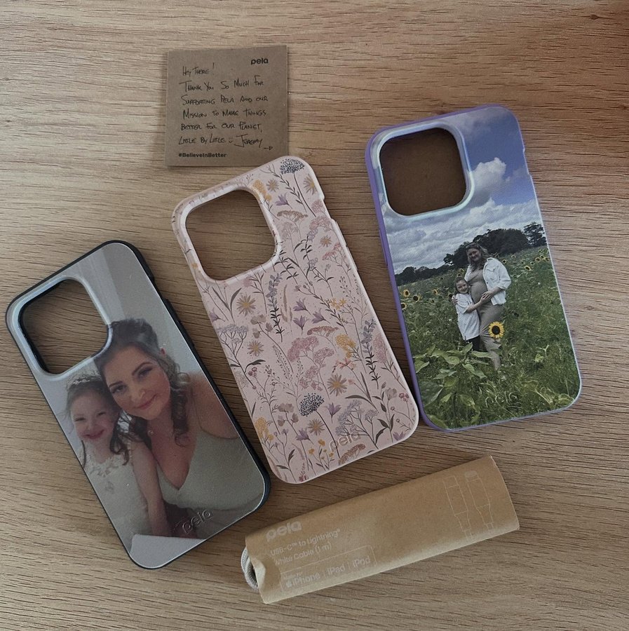 Instagram post by @our_life_as_three for Pela Case. Caption reads: 𝓘𝓽’𝓼 𝓷𝓸𝓽 𝓳𝓾𝓼𝓽 𝓪 𝓹𝓱𝓸𝓽𝓸𝓰𝓻𝓪𝓹𝓱,....