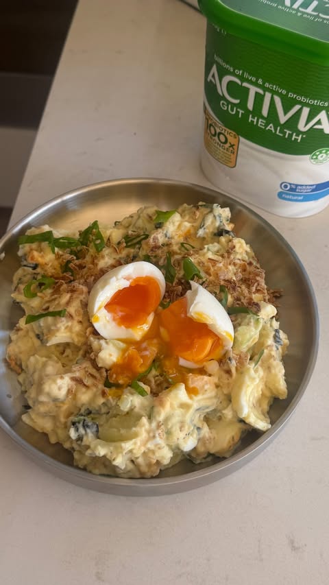 Instagram post by @coconutandbliss for Activia. Caption reads: [...] potato salad… with a twist! I used....