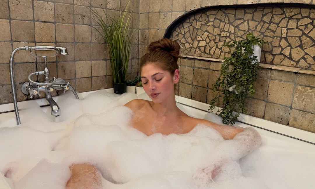 Instagram post by @nickypassarella for BIOTHERM. Caption reads: a nice bath and the right @biotherm products to....