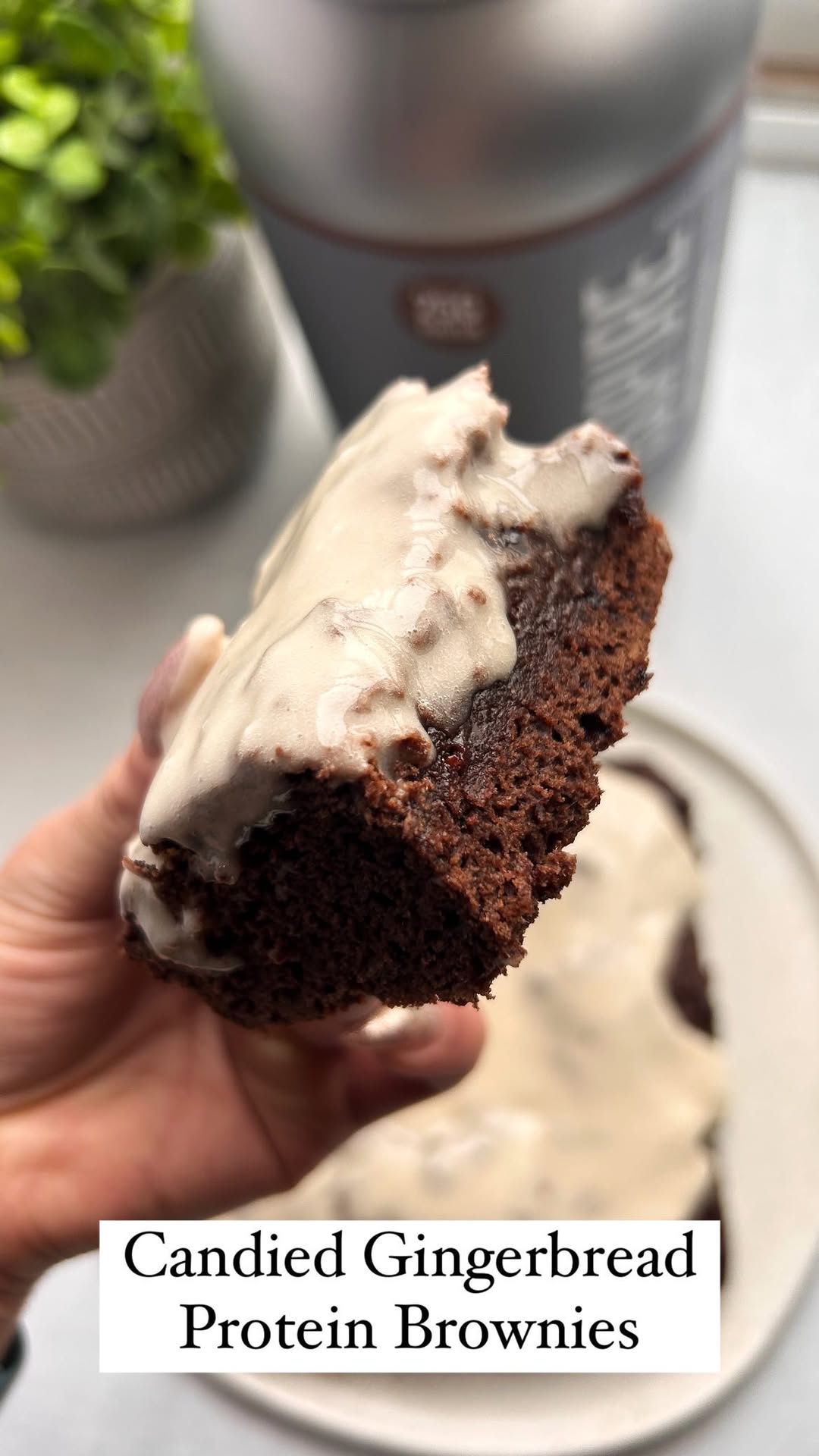 Instagram post by @purely_healthy_living for The Isopure Company. Caption reads: Candied Gingerbread Protein Brownies ✨🍫
 
Fudgy....