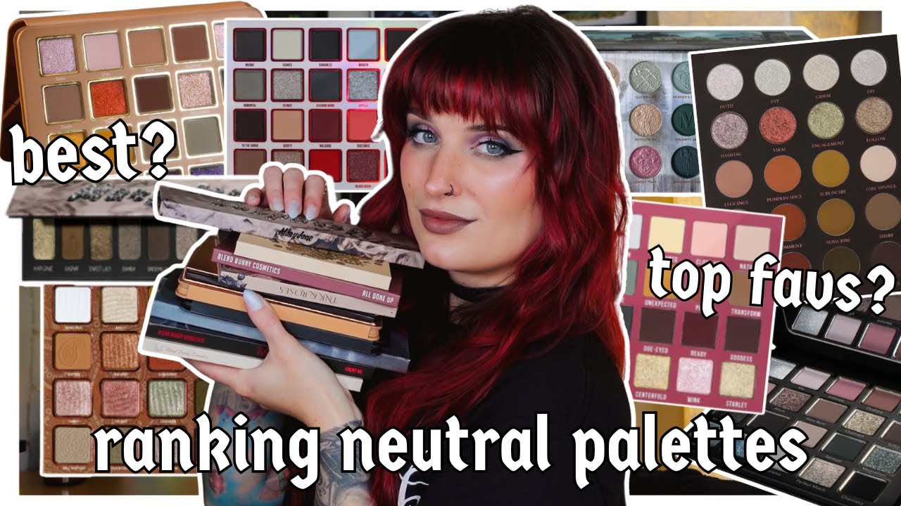YouTube post by @battybean for Blend Bunny Cosmetics. Caption reads: ranking my top 10 NEUTRAL palettes!.
